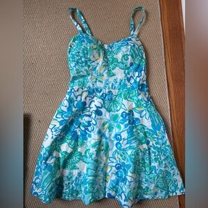 Lilly Pulitzer Blue and Green Floral Dress